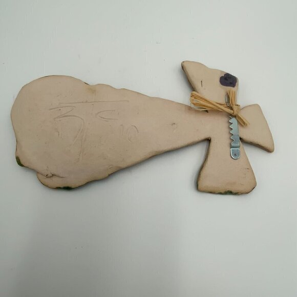 Sgnd "Remember the Cross 10" Art Pottery Religious Christianity Cross Wall Hang - Picture 7 of 7